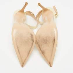 مملوكة مسبقًا Gianvito Rossi Cream Patent and PVC Slingback Pumps Size 39.5  