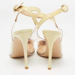مملوكة مسبقًا Gianvito Rossi Cream Patent and PVC Slingback Pumps Size 39.5  