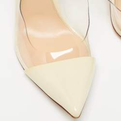 مملوكة مسبقًا Gianvito Rossi Cream Patent and PVC Slingback Pumps Size 39.5  