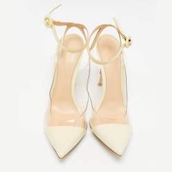 مملوكة مسبقًا Gianvito Rossi Cream Patent and PVC Slingback Pumps Size 39.5  