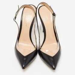 مملوكة مسبقًا Gianvito Rossi Black Leather and PVC Slingback Pumps Size 39