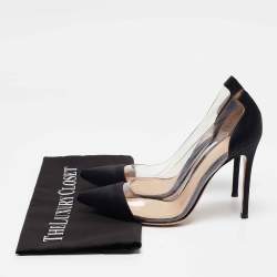 Pre Owned Gianvito Rossi Black Satin Plexi Pumps Size 37