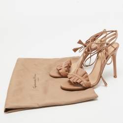 Pre Owned Gianvito Rossi Beige Leather Ankle Strap Sandals Size 35.5