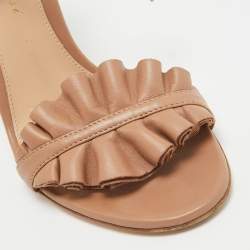 Pre Owned Gianvito Rossi Beige Leather Ankle Strap Sandals Size 35.5