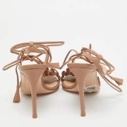 Pre Owned Gianvito Rossi Beige Leather Ankle Strap Sandals Size 35.5