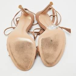 Pre Owned Gianvito Rossi Beige Leather Ankle Strap Sandals Size 35.5