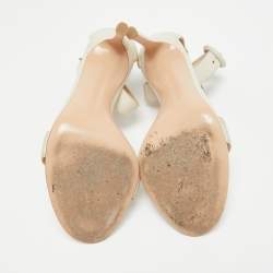Pre Owned Gianvito Rossi Cream Leather Ankle Strap Sandals Size 36