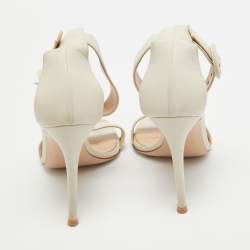 Pre Owned Gianvito Rossi Cream Leather Ankle Strap Sandals Size 36