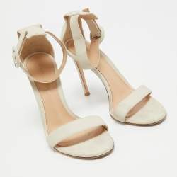 Pre Owned Gianvito Rossi Cream Leather Ankle Strap Sandals Size 36