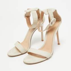 Pre Owned Gianvito Rossi Cream Leather Ankle Strap Sandals Size 36