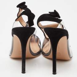 Pre Owned Gianvito Rossi Black Suede and PVC Anise  Cap-Toe Pumps Size 39