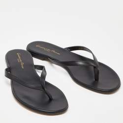 Pre Owned Gianvito Rossi Black Leather Thong Flats Slides Size 36