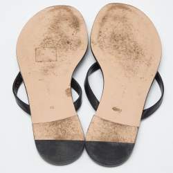 Pre Owned Gianvito Rossi Black Leather Thong Flats Slides Size 36