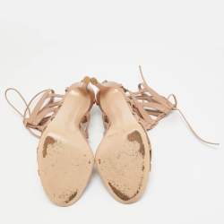 Gianvito Rossi Dusty Pink Leather Gladiator Sandals Size 37.5