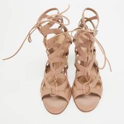 Gianvito Rossi Dusty Pink Leather Gladiator Sandals Size 37.5