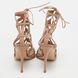 Gianvito Rossi Dusty Pink Leather Gladiator Sandals Size 37.5