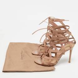 Gianvito Rossi Dusty Pink Leather Gladiator Sandals Size 37.5