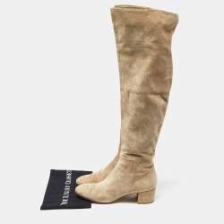 Pre Owned Gianvito Rossi Beige Suede Over the Knee Length Boots Size 40