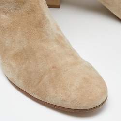 Pre Owned Gianvito Rossi Beige Suede Over the Knee Length Boots Size 40