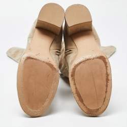 Pre Owned Gianvito Rossi Beige Suede Over the Knee Length Boots Size 40