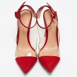 Gianvito Rossi Red Suede and PVC Anise Pumps Size 36.5