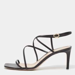 Pre Owned Gianvito Rossi Black Leather Strappy Sandals Size 39
