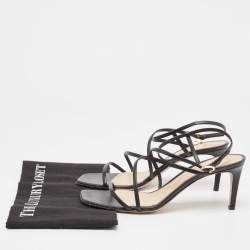 Pre Owned Gianvito Rossi Black Leather Strappy Sandals Size 39