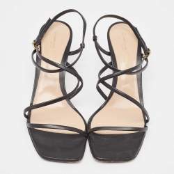 Pre Owned Gianvito Rossi Black Leather Strappy Sandals Size 39