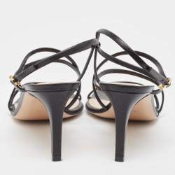 Pre Owned Gianvito Rossi Black Leather Strappy Sandals Size 39