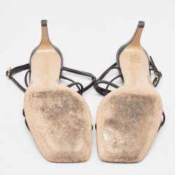 Pre Owned Gianvito Rossi Black Leather Strappy Sandals Size 39