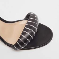 Pre Owned Gianvito Rossi Black Leather Bijoux Slides Size 39