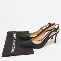 Gianvito Rossi Black Canvas Slingback Pumps Size 40 