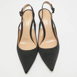 Gianvito Rossi Black Canvas Slingback Pumps Size 40 