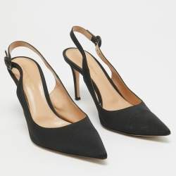 Gianvito Rossi Black Canvas Slingback Pumps Size 40 