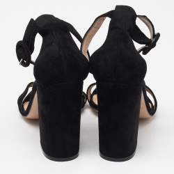 Pre Owned Gianvito Rossi Black Suede Portofino Block Heel Sandals Size 40