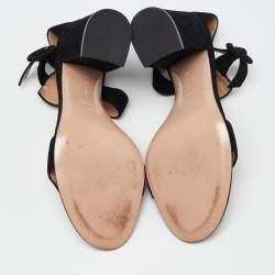 Pre Owned Gianvito Rossi Black Suede Portofino Block Heel Sandals Size 40