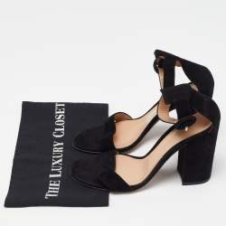 Pre Owned Gianvito Rossi Black Suede Portofino Block Heel Sandals Size 40