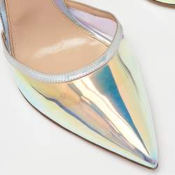 مملوكة مسبقًا Gianvito Rossi Multicolor PVC and Leather Hologram Pointed Toe Ankle Strap Pumps Size 42