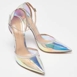 مملوكة مسبقًا Gianvito Rossi Multicolor PVC and Leather Hologram Pointed Toe Ankle Strap Pumps Size 42