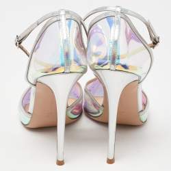 مملوكة مسبقًا Gianvito Rossi Multicolor PVC and Leather Hologram Pointed Toe Ankle Strap Pumps Size 42