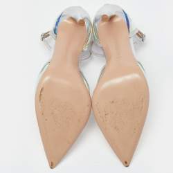 مملوكة مسبقًا Gianvito Rossi Multicolor PVC and Leather Hologram Pointed Toe Ankle Strap Pumps Size 42