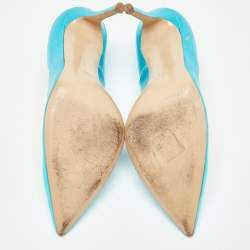 Pre Owned Gianvito Rossi Metallic Blue Leather Gianvito Pumps Size 39.5