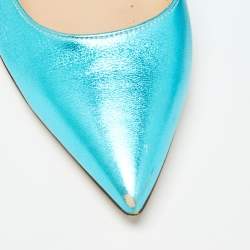Pre Owned Gianvito Rossi Metallic Blue Leather Gianvito Pumps Size 39.5