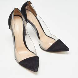 مملوكة مسبقًا Gianvito Rossi Black Suede and PVC Plexi Pumps Size 39