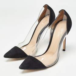مملوكة مسبقًا Gianvito Rossi Black Suede and PVC Plexi Pumps Size 39