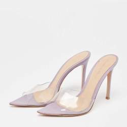 Gianvito Rossi Purple PVC and Leather Elle Slide Sandals Size 37