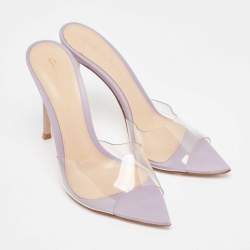 Gianvito Rossi Purple PVC and Leather Elle Slide Sandals Size 37