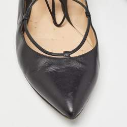 Gianvito Rossi Black Leather Femi Ankle Tie Flats Size 37