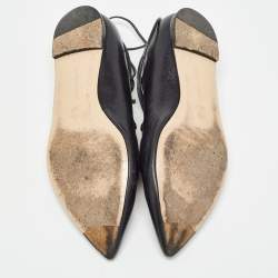 Gianvito Rossi Black Leather Femi Ankle Tie Flats Size 37