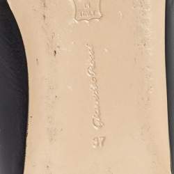 Gianvito Rossi Black Leather Femi Ankle Tie Flats Size 37